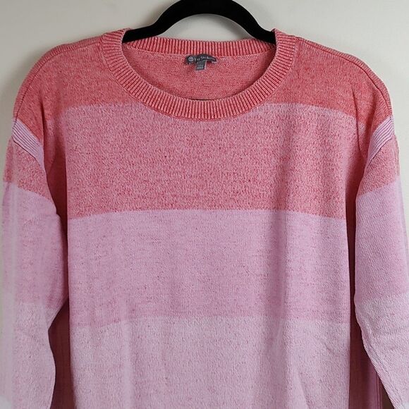 T by Talbot's Pink Large Ombre Stripe Cotton Sweater Top Size XLP - Picture 5 of 11